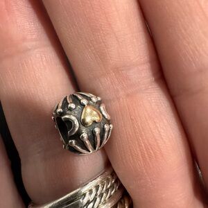 Silver and Gold Heart Charm Bead Pandora 925 and 585